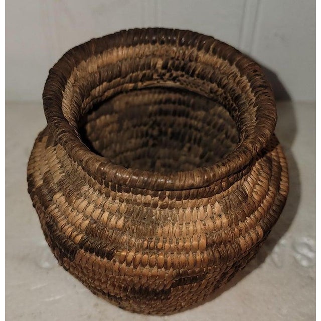 Early 20th Century Miniature Early 20th Century Hand Woven Basket For Sale - Image 5 of 6