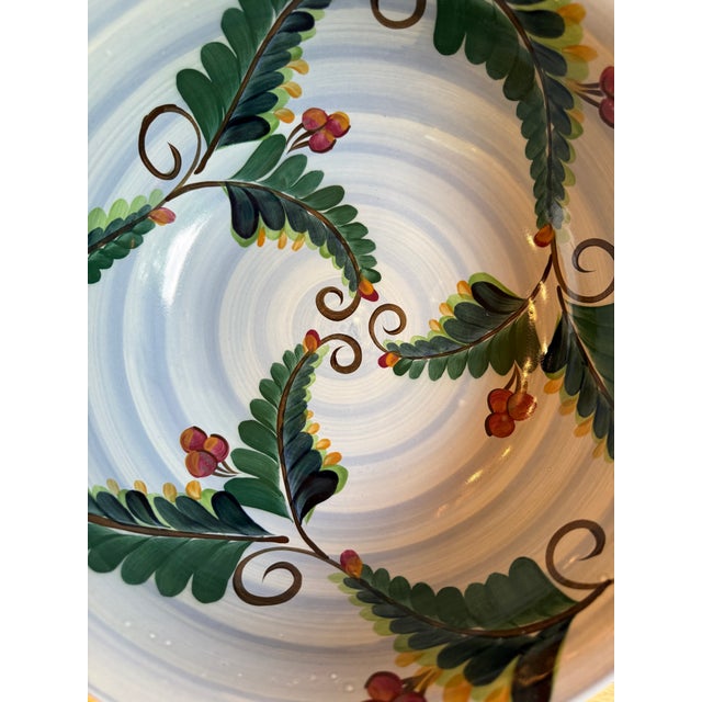 Gail Pittman Signed Blue Garden Extra-Large Serving Bowl Hand Painted 2004 For Sale - Image 9 of 9