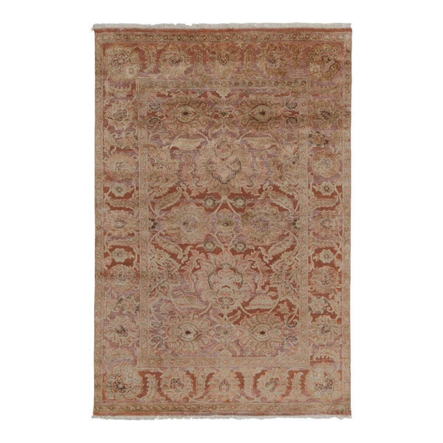 Rug & Kilim’s Tabriz Style Rug in Rust Red, Pink and Beige-Brown Floral Patterns For Sale
