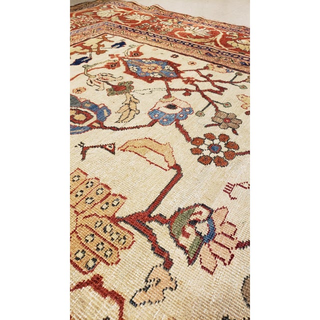 Persian Antique Persian Sultanabad Carpet Ivory, Red, Light Blue, and Green For Sale - Image 3 of 18