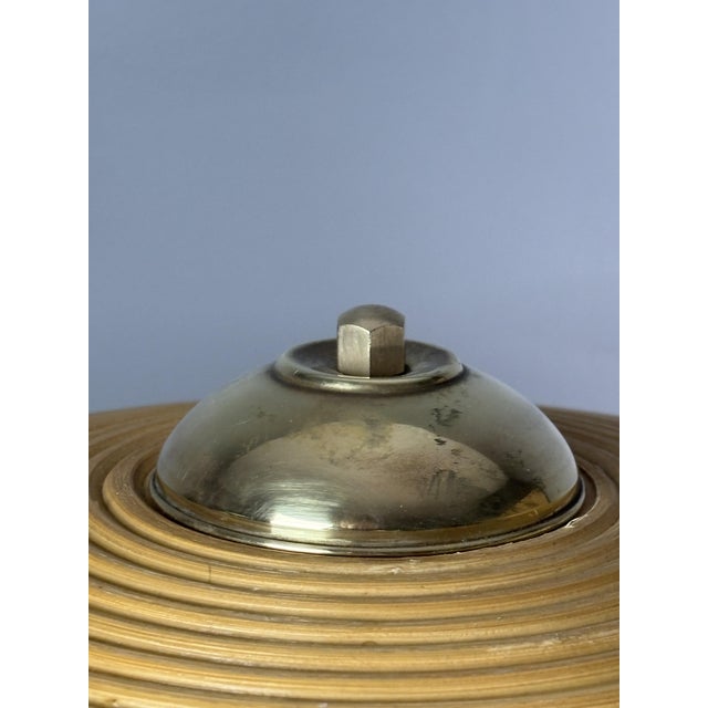 Pencil Reed Rattan Bamboo and Brass Mushroom Table Lamp, Italy, 1970s For Sale - Image 18 of 18