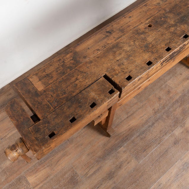 Early 20th Century Rustic Console Table Workbench For Sale - Image 4 of 17