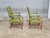 Store Item: PAIR OF Alma MAHOGANY ARMCHAIRS Green LEATHER FABRIC Made In North Carolina Description: Chairs feature a...