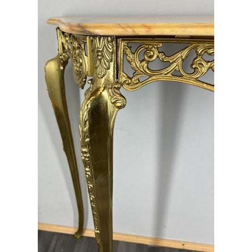Vintage French Brass Console Table with Marble Top and Mirror, Set of 2 For Sale - Image 12 of 18