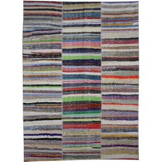 Hand Knotted Patchwork Rug by Aara Rugs Inc. - 11'4" X 8'0" For Sale