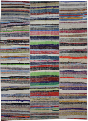 Hand Knotted Patchwork Rug by Aara Rugs Inc. - 11'4" X 8'0"