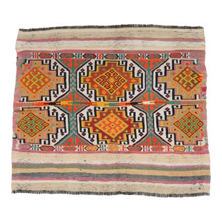Vintage Colorful Small Kilim Rug - 3`7″ X 4`0″ For Sale