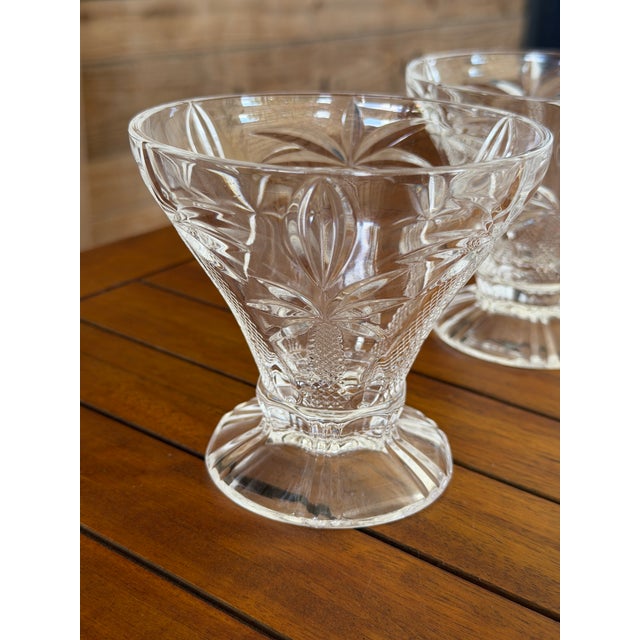Late 20th Century Godinger Crystal Palm Tree Ice Cream Dessert Bowls - Set of Four For Sale - Image 11 of 12