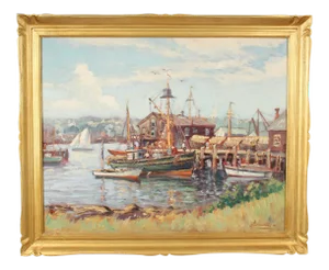 Colorful Harbor Painting by Joseph Giunta