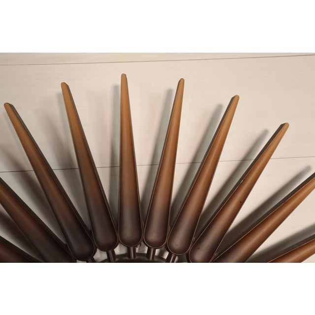 1960s Mid Century Syroco Wood Look Starbust Wall Clock 50's 60's Modern Retro Sunburst For Sale - Image 5 of 7