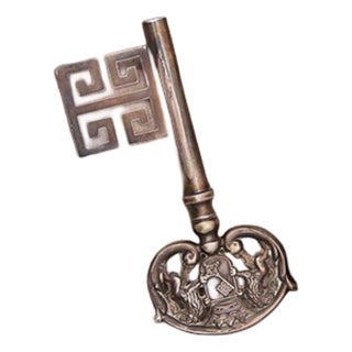 Silver Key Cut and Crowned with English Symbols For Sale