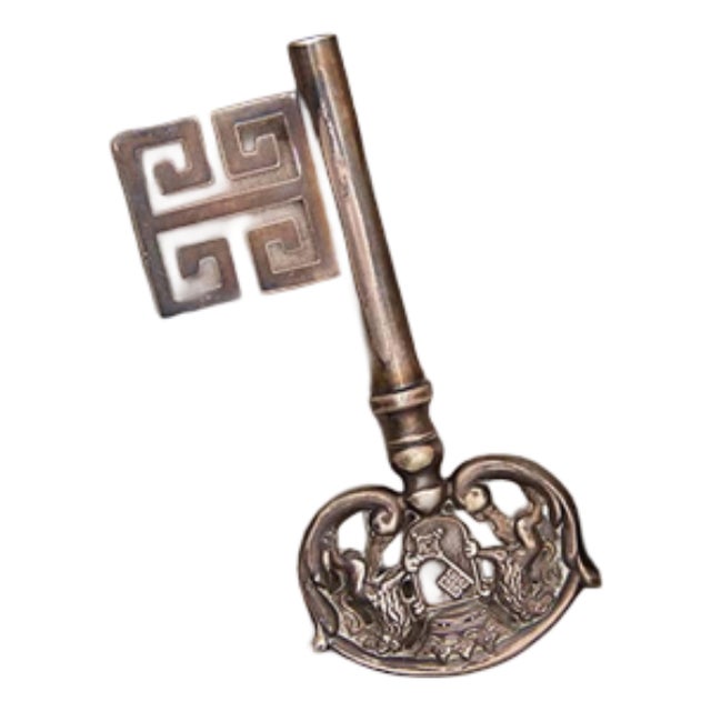 Silver Key Cut and Crowned with English Symbols For Sale