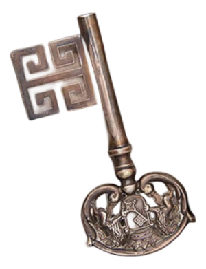 Silver Key Cut and Crowned with English Symbols