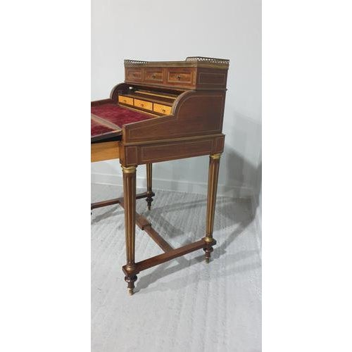 Brass Inlaid Ladies Bureau Desk For Sale - Image 4 of 18