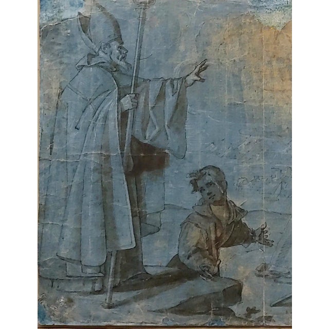 16th Century Dutch Old Master Drawing -Bishop Blessing Cripple & Disabled Men For Sale - Image 4 of 9