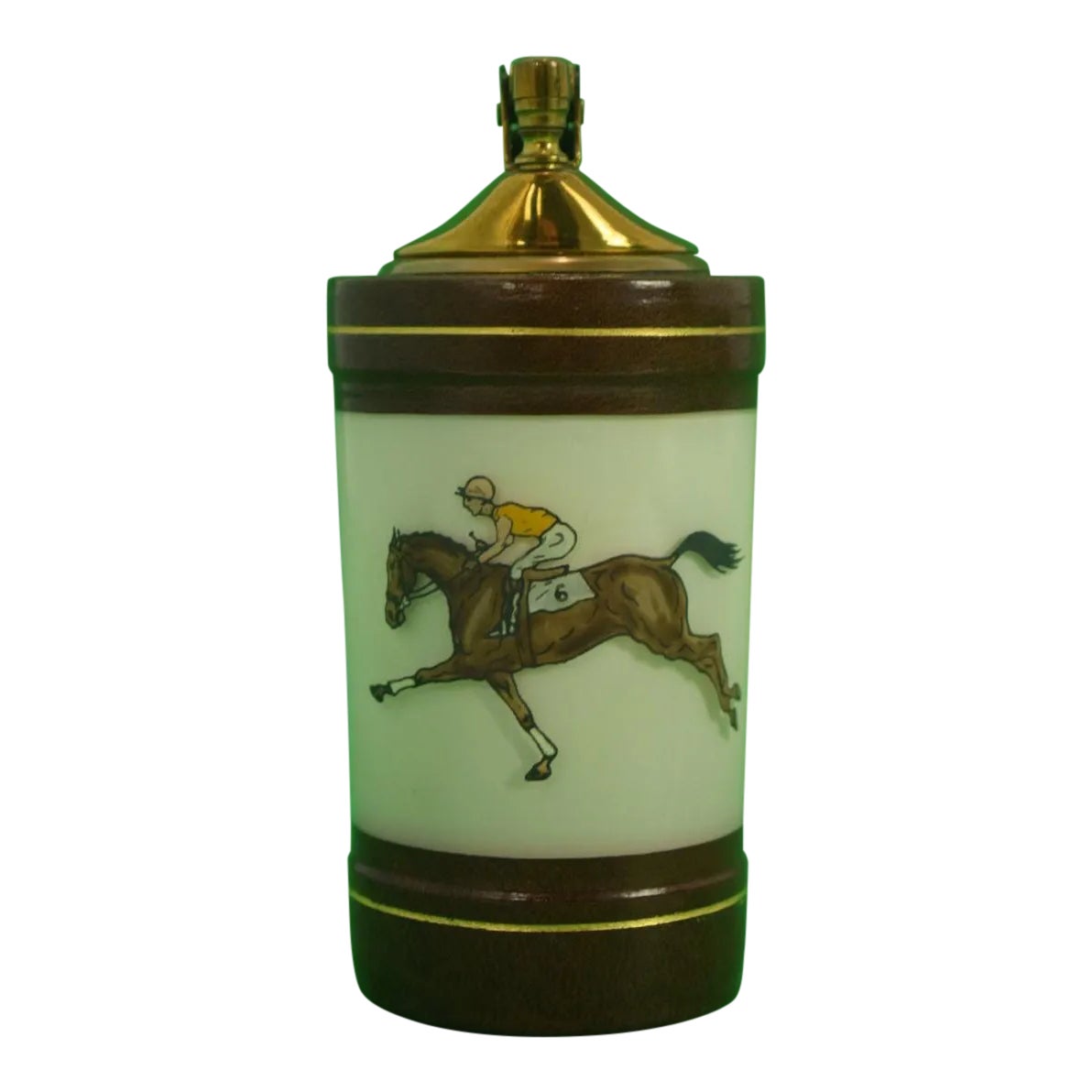1950s Vintage H Kauffman & Sons Jockey & Racehorse Porcelain Cigarette  Lighter