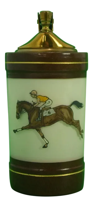 1950s Vintage H Kauffman & Sons Jockey & Racehorse Porcelain Cigarette Lighter