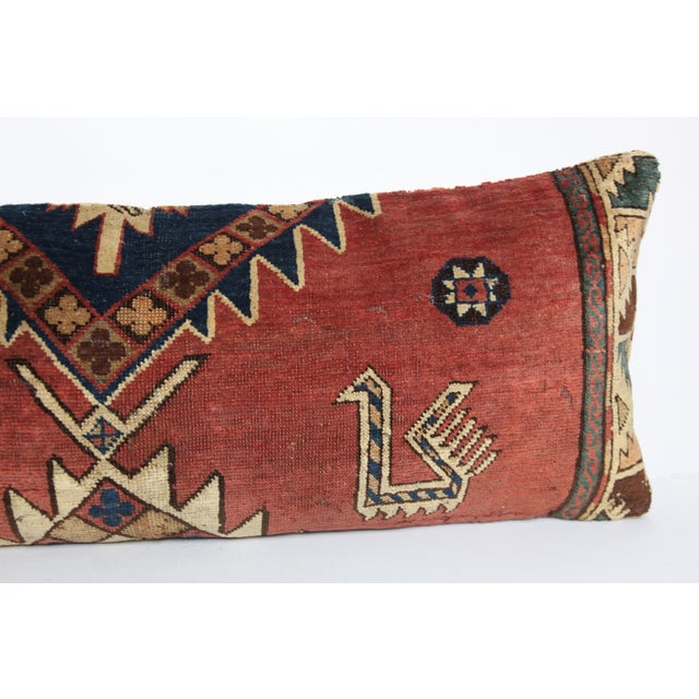 Antique Caucasian Kazak Rug Pillow Cover With Animal Figures -16'' X 42'' For Sale In Tampa - Image 6 of 11
