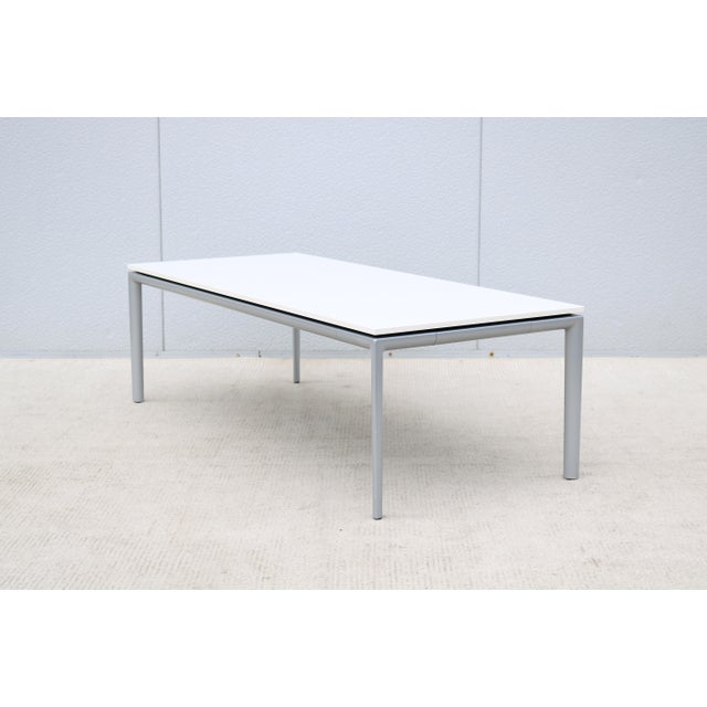 Wood Modern Chris Adamick for Allsteel Parallel Rectangular White Top Coffee Table For Sale - Image 7 of 12