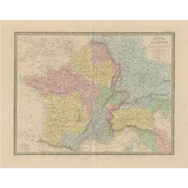 Antique Map of La Gaule by Andriveau-Goujon, 1861 For Sale