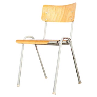 French Industrial Metal Framed Stacking University Dining Chairs, 1960s, Set of 8 For Sale