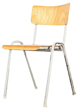 French Industrial Metal Framed Stacking University Dining Chairs, 1960s, Set of 8