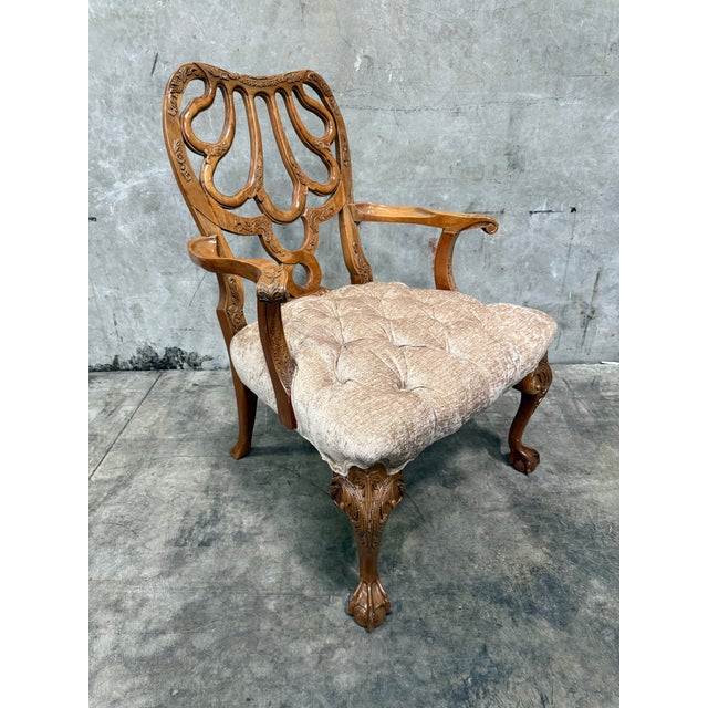 Exquisite Antique Late Victorian Rococo Revival Carved Walnut Armchairs - Pair For Sale - Image 4 of 16