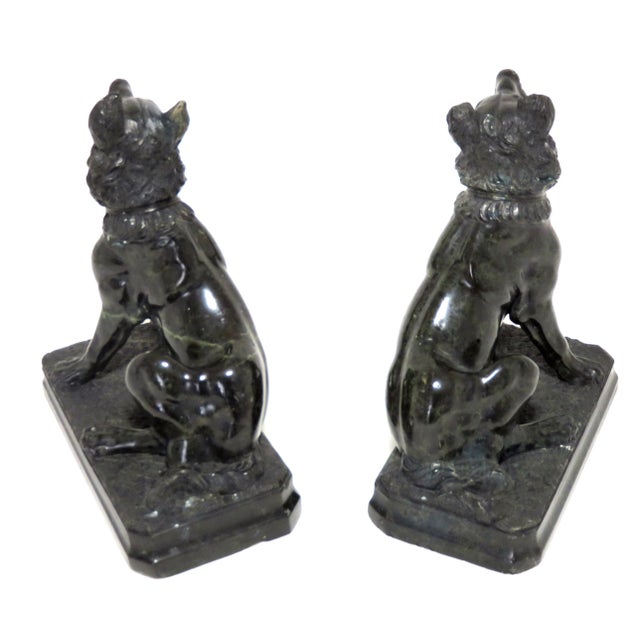 Victorian Antique Hand Carved Hard Stone - Marble Figuraive Dog Bookends - a Pair For Sale - Image 3 of 13
