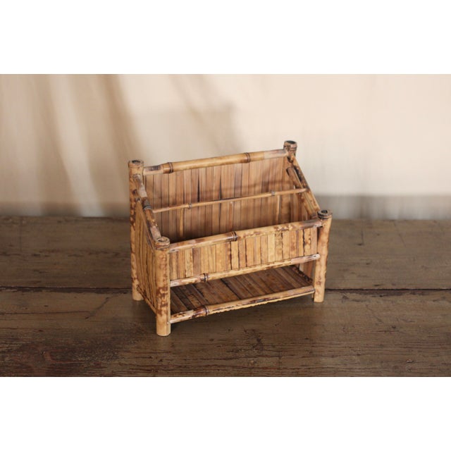 Burnt Bamboo Desk Organizer or Letter Holder For Sale - Image 6 of 8
