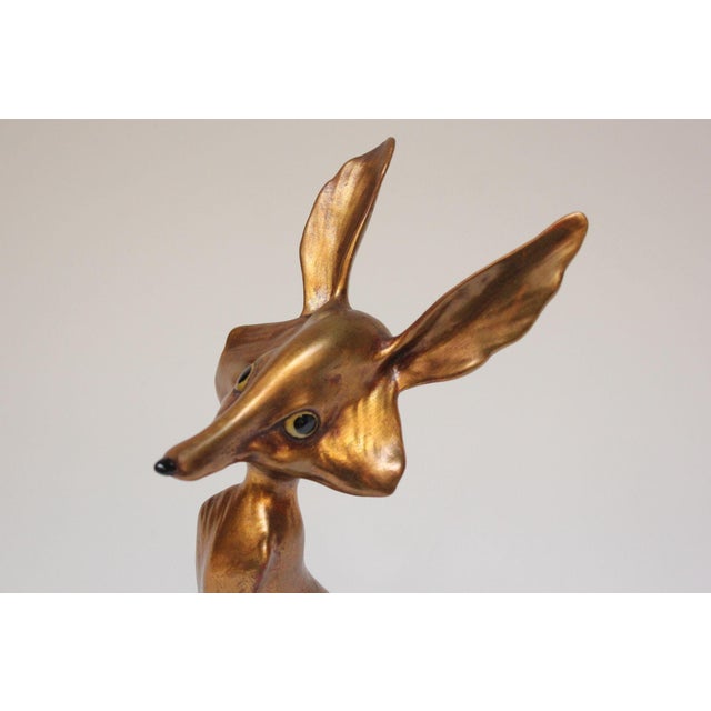 Vintage Gold Leaf Ceramic Fox by Freeman McFarlin Potteries For Sale - Image 11 of 12