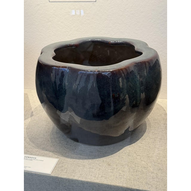 Blue Vintage Blue Flame Glaze Square Cachepot For Sale - Image 8 of 8