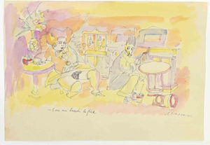 Mino Maccari, Artist, 1960s, Ink and Watercolor