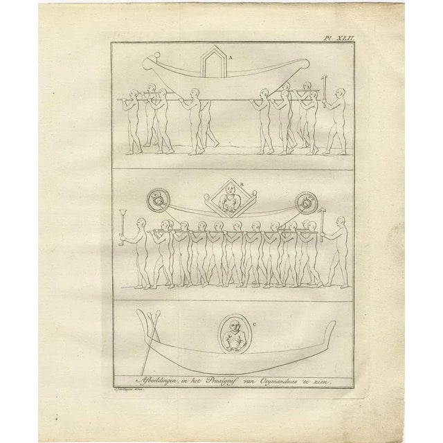 Funerary procession & tomb façade of osymandias, thebes – pair of views, c.1776 : this pair of antique engravings presents...