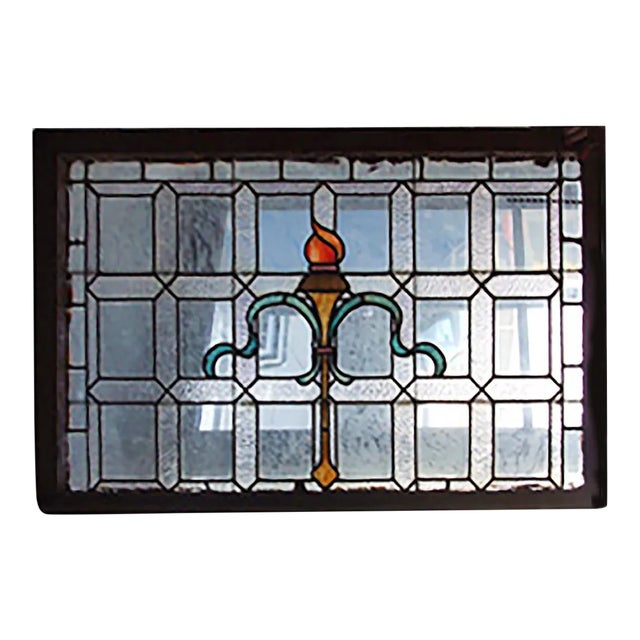 Antique Beaux Arts Style Stained Glass Window For Sale