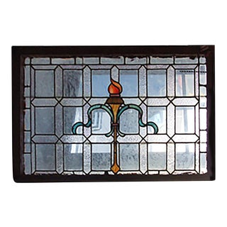 Antique Stained Glass Window Beaux Arts Style For Sale