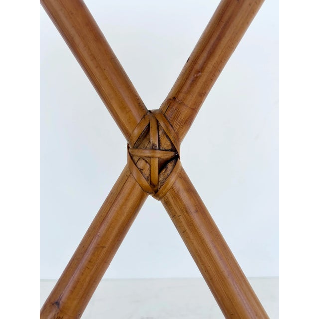 Vintage Rattan Grasscloth Oval Removable Tray Top Table For Sale - Image 10 of 10