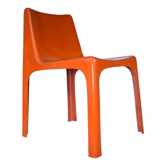 Space Age Italian Orange Chairs, 1960s, Set of 4 For Sale