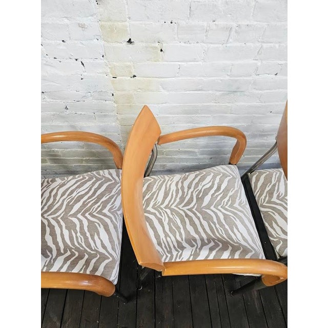 White Set of 4 - Bernhardt Dining Chairs W/Zebra Fabric For Sale - Image 8 of 12