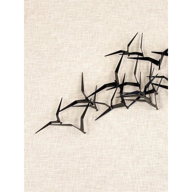 Mid 20th Century Vintage Iron Flock Bird Wall Sculpture MCM Coastal Large 56" Walling Hanging Art For Sale - Image 5 of 8