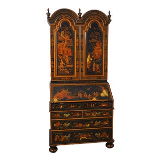 Maitland Smith Black Lacquer Chinoiserie Secretary Desk For Sale
