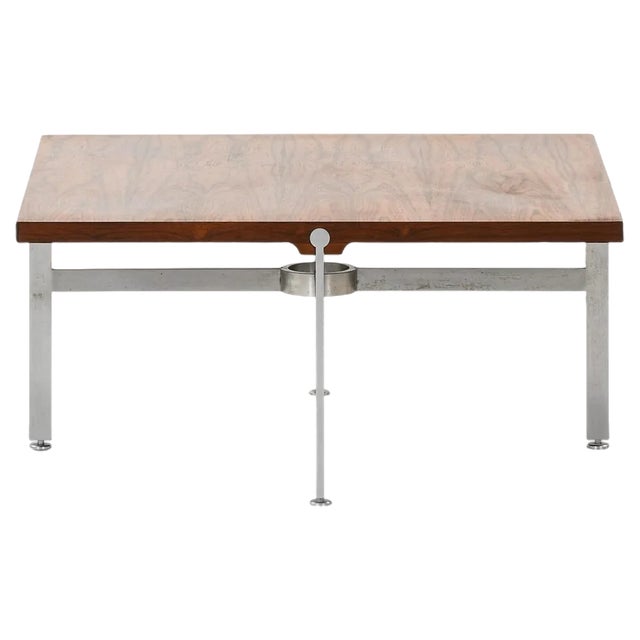 Coffee Table in Steel and Rosewood attributed to Sven Ellekær, 1970s For Sale