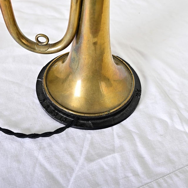 Metal Early 20th Century French Vintage Brass Couesnon Trumpet Lamp For Sale - Image 7 of 9