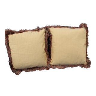 Late 20th C. Raw Silk Pillows - a Pair For Sale