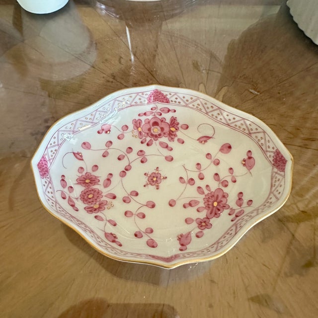 Late 19th Century Antique Meissen Purple India Quatrefoil Sweetmeat Dish, Circa 1880-1910 For Sale - Image 5 of 10