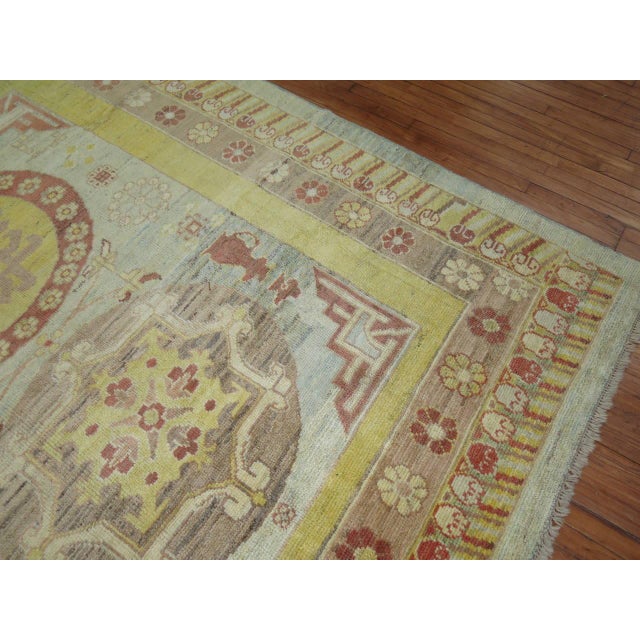 Early 21st Century Vintage Zabihi Collection Square Size Inspired Khotan Rug - 8' x 8'9" For Sale - Image 5 of 6