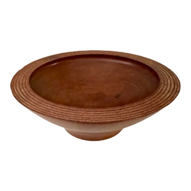 Danish Modern Style Hand-Crafted Wood Turned Walnut Bowl For Sale