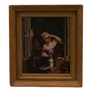 Pair of 19th C Continental Oil Paintings on Copper For Sale
