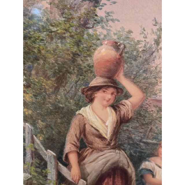 19th Century Watercolor Painting of Sisters by David Hardy For Sale - Image 14 of 14