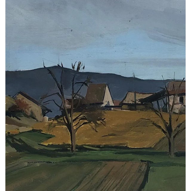 1950s Benjamin II Vautier, Vue de Campagne Sionnet, Genève, 1954, Oil on Cardboard, Framed For Sale - Image 5 of 10