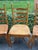 Charming set of solid walnut dining chairs. Features Ladderback design, cabriole legs supported with canted stretcher,...